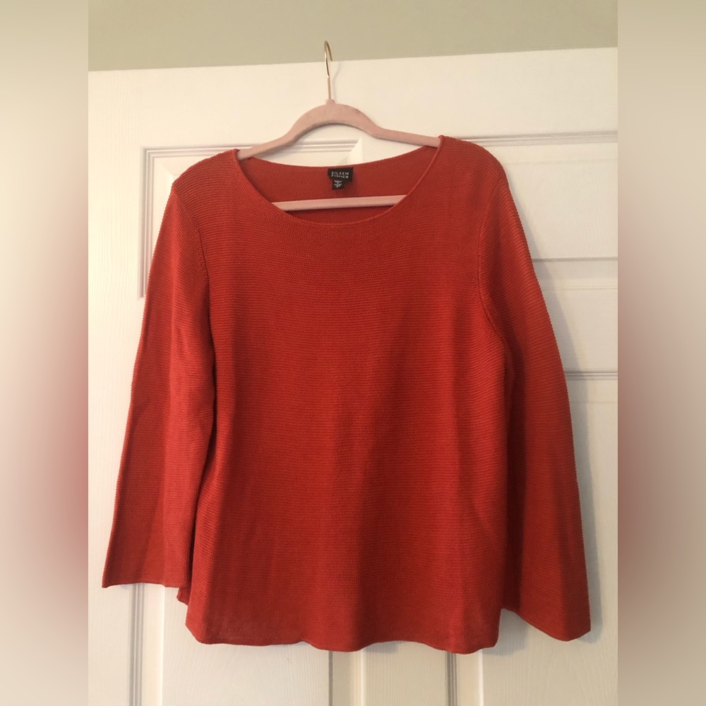 Eileen Fisher Orange viscose/cotton textured sweater